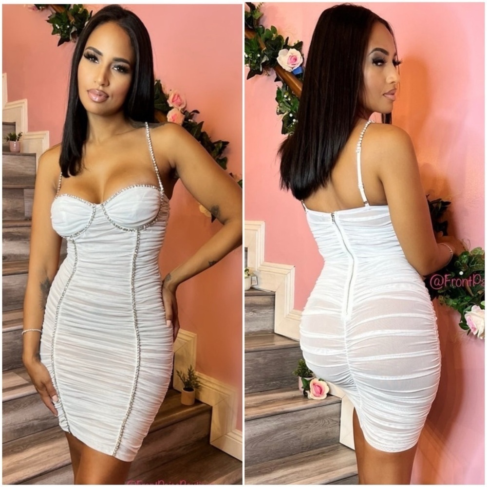 Celebrity fashion by hera collection sexy mesh and rhinestone mini dress